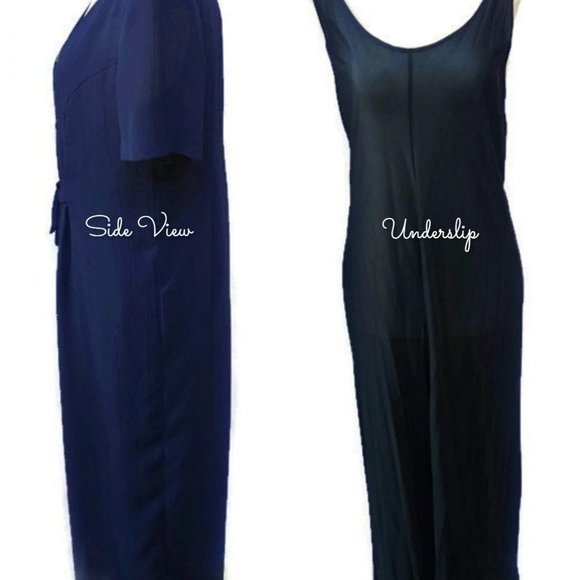 Vintage Womens Navy Romper Jumpsuit Dressy Wide Leg Pantsuit Bonnie Marx M 10 - Picture 2 of 4